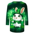 thumbnail image 5 of Womens St Patricks Day Shirt Cute Green Graphic Tee Crew Neck 3/4 Sleeve Cotton T Shirts Rabbit Print Top Irish Festival Outfit, 5 of 5