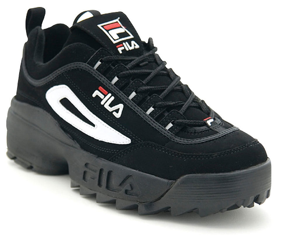 fila shoes black white red