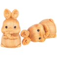 thumbnail image 4 of Rabbit Decor Wood Rabbit Statue Easter Bunny Statue Home Decoration Khaki 5.00X3.00X3.00CM Desktop Ornament 2Pcs, 4 of 5
