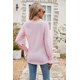 thumbnail image 2 of Camiseta holgada de manga larga con escote en V y encaje para mujer, con aberturas acampanadas, de color liso, para otoño (XXL, amarillo), M, rosa, 2 of 5