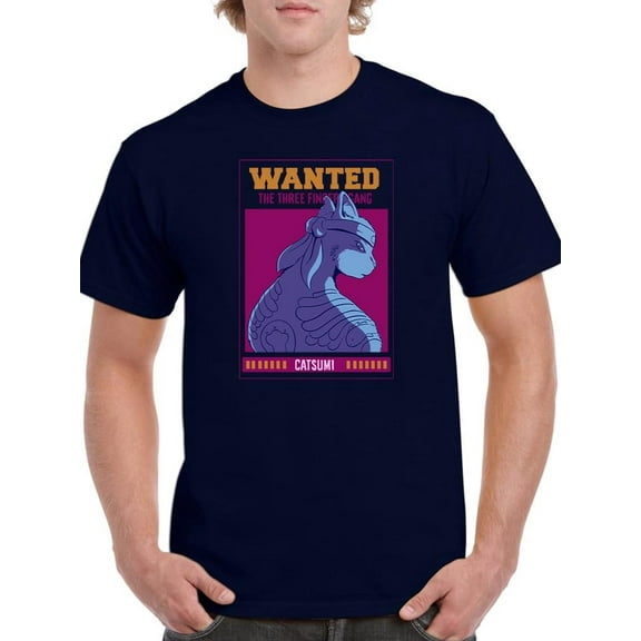 Wanted Ninja Cat Sign T-Shirt Men -Smartprints Designs, Male 4X-Large