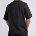 thumbnail image 6 of Men Shirts, Men's Plus Size Solid Color Retro Button Round Neck Casual Short Sleeved Top, 6 of 6