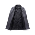 thumbnail image 3 of 1PC Mens Winter Zip Up Quilted Overcoat Notch Lapel Slim Fit Jacket Casual Business Warm Long Pea Coat Thickened Wool Blend Mid Fleece Lined Outerwear Stand TNZI, 3 of 5