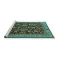 thumbnail image 2 of Ahgly Company Machine Washable Indoor Square Oriental Turquoise Blue Industrial Area Rugs, 8' Square, 2 of 4
