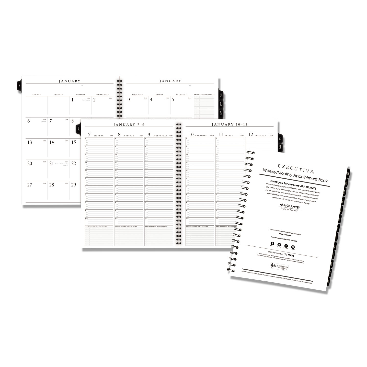 AtAGlance Executive Weekly/Monthly Planner Refill 15Minute 10 7/8 x