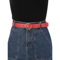 thumbnail image 6 of INSPIRE CHIC Women's Back to School Faux Leather Grommet Belt Single Prong Pin Buckle Studded Waist Belt for Jeans 104cm/40.94" Black & Red, 6 of 7