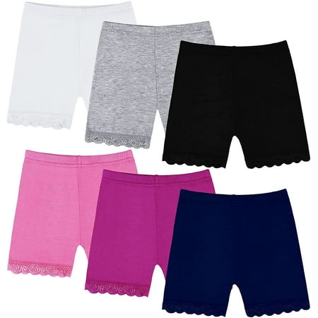 6 Pack Girls Lace Shorts Dance Shorts Girls Bike Shorts Breathable ...