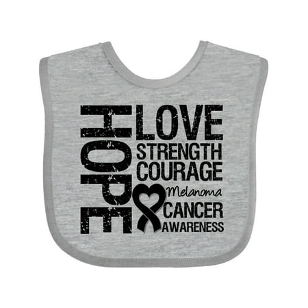 

Inktastic Melanoma Cancer Hope Love Strength Gift Baby Boy or Baby Girl Bib