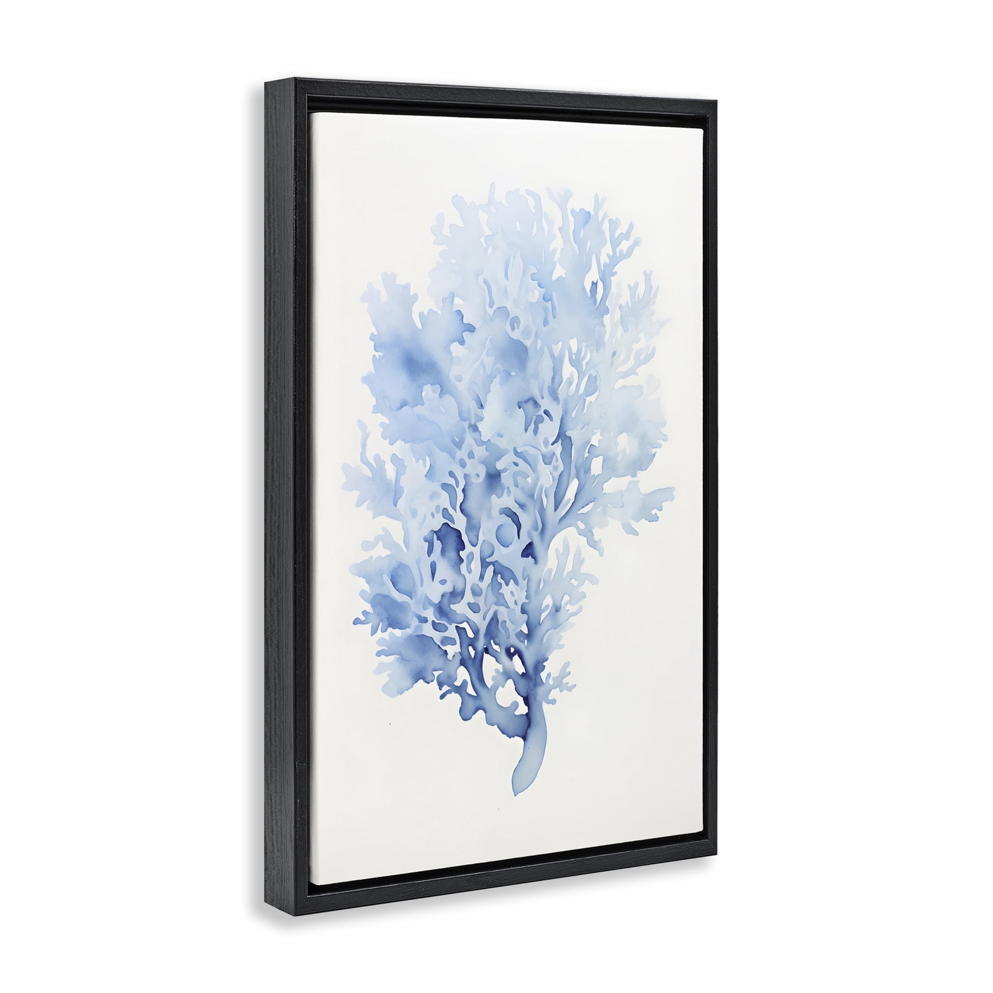 Stupell Industries Indigo Coral Impression Animals & Insects Painting Black Floater Framed Canvas Art Print Wall Art, 17 x 25