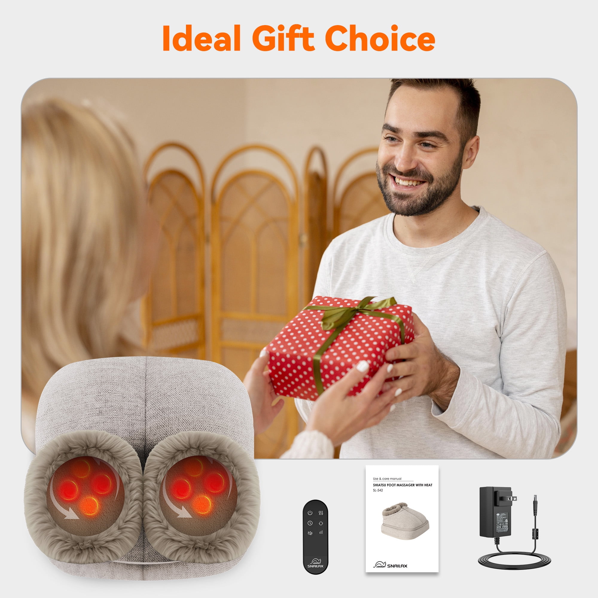 Shiatsu Foot Massager with Heat, Snailax Soothing Foot Warmer for Blood Circulation Gifts