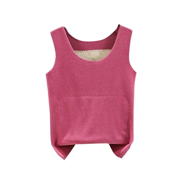 Débardeur d'Hiver Sans Manches pour Femmes Élégant Col Rond Confortable Couleur Unie Régulier