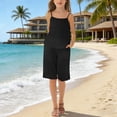 thumbnail image 2 of FAVIPT Kids 2 Piece Outfits Summer Sleeveless Spaghetti Strap Tank Top Straight Leg Short Pants Casual Solid Cute Beach Sets Black,9 Years, 2 of 9