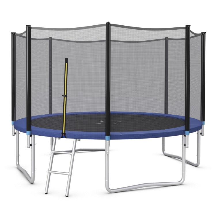 Demifill 12 Feet Outdoor Trampoline Bounce Combo, Trampoline with Safety Closure Net Ladder, Blue