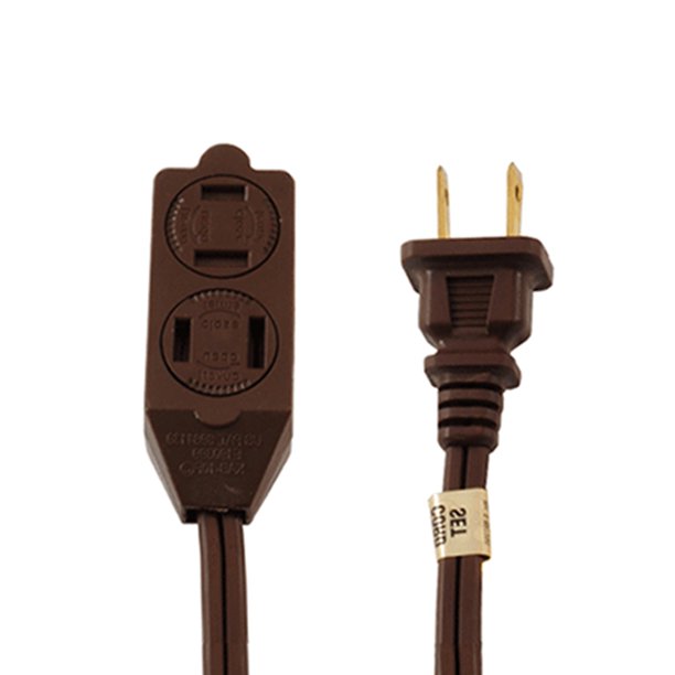 Uninex Brown 20ft 3 Outlet Polarized Household Extension Cord with