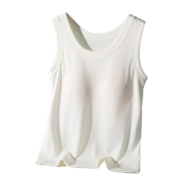 Women's Scoop Neck Sleeveless Knit Ribbed Fitted Casual Crop Tank Top - Comfy Stretchy Crop Tops with V Notch/Button Design