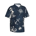 thumbnail image 2 of Easygdp Vintage Marine Men'S Summer Casual Short Sleeve,Short Sleeve Button-Down Shirt, Lapel Loose Breathable Hawaiian Short Sleeve - Large, 2 of 9