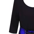 thumbnail image 4 of Uhndy Women Casual O-Neck Lace Up Tartan Plaid Print Asymmetrical Mini Dress Blue M, 4 of 5