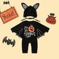 thumbnail image 3 of Coerni Halloween Clothes for Baby Boys Girls Halloween Bat Romper Jumpsuit + Hat Outfits My First Halloween Boy Hooded Playsuit, 3 of 7