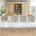 thumbnail image 3 of Modern Counter Height Bar Stools Upholstered PU Leather Bar Chairs, Set of 2, 26" with Back and C-Shaped Metal Frame Island Stools for Home Bar Kitchen Pub, 3 of 9