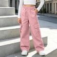 thumbnail image 5 of Rvasteizo Girls School Cargo Pants Fall Winter Elastic Waist Solid Casual Loose Cutting with Pocket 10 Years, 5 of 5