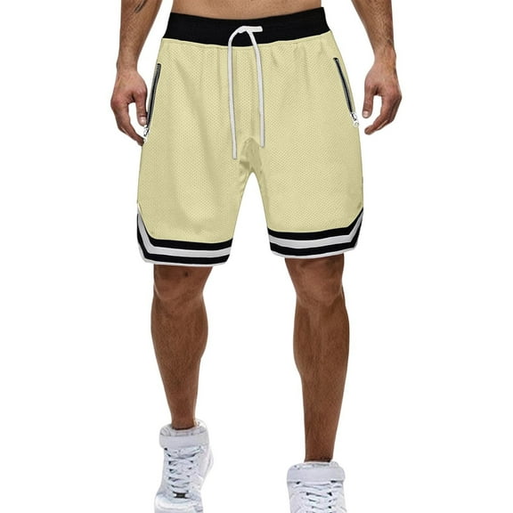 bbymog Mens Athletic Shorts Solid Color Drawstring Plus Size Clothes Elastic Waist Lounge Short for Sports Fitness Basketball Beige XXXXL