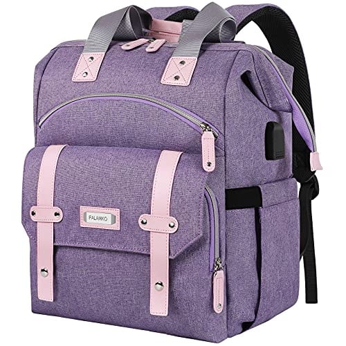 Mochila para Laptop FALANKO Mujeres Antirrobo con USB RFID Resistente Agua Amplia Apertura Trabajo Escuela Viajes 15.6