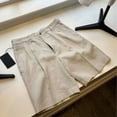 thumbnail image 5 of Men's 7-Inch Pleated Dress Shorts, Button & Zipper Closure Casual Linen Chino Shorts, Relaxed Fit Straigh Leg Summer Beach Golf Shorts with Side Pockets Khaki, 5 of 5