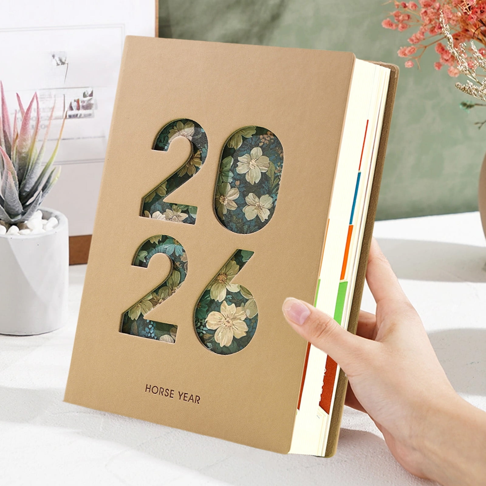 Nilvkv 2026 Planner Notebook, A5 Schedule Notebook with Faux Leather Cover Lay Flat Coil Binding for Daily Notes School Office Use Daily Planner 2026
