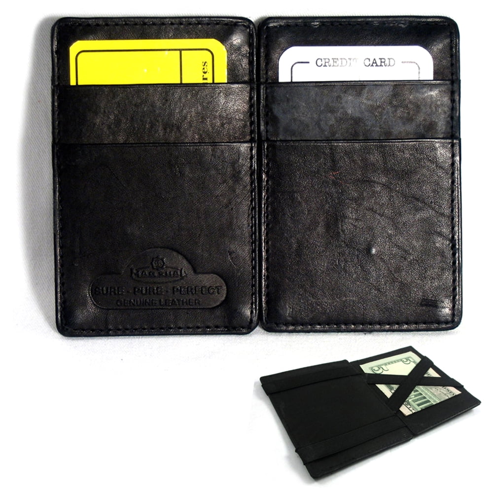 MARSHAL WALLET - Mens Leather Magic Wallet ID Window Credit Cards Clip Money Holder Bifold Black ...