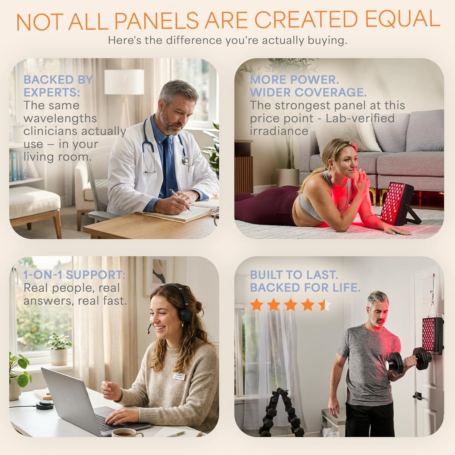 LifePro Red Light Therapy Panel – 660nm & 850nm Near Infrared Full Body LED Light Therapy for Daily Wellness – Includes Hanging Kit & Eyewear - Black