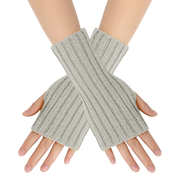 Guantes de lana para mujer, guantes con mangas rectas, guantes sin dedos, mangas falsas, guantes de punto, guantes cálidos, guantes de mujer