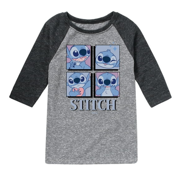 Disney - Lilo & Stitch - All The Expressions of Stitch - Toddler & Youth Raglan Graphic T-Shirt
