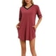thumbnail image 1 of INSPIRAR CHIC Pijamas de Algodón para Mujeres Camisones Suaves y Cómodos Camisetas de Noche Vestido de Noche con Bolsillos S Burdeos, 1 of 6