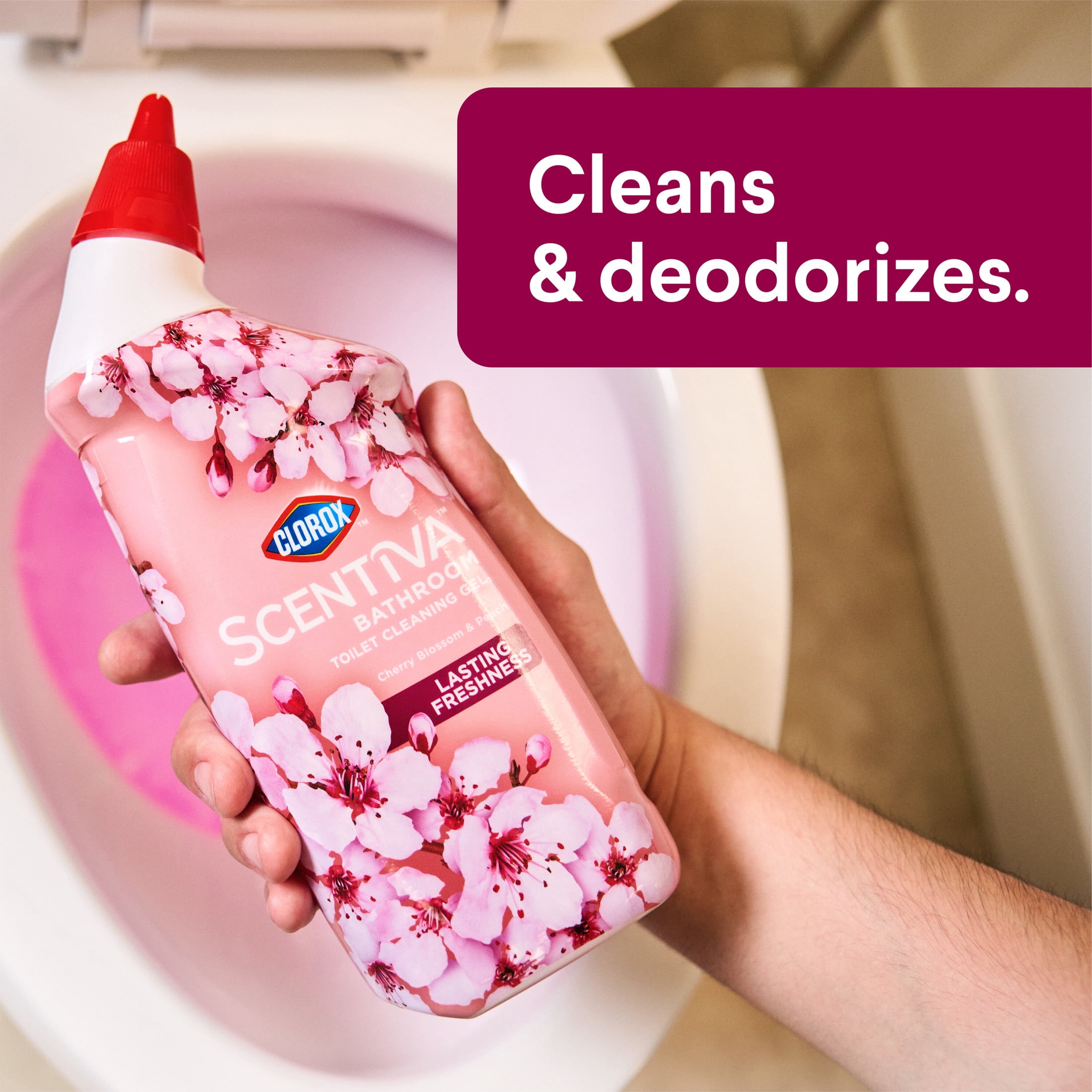 Clorox Scentiva Bathroom Toilet Cleaning Gel, Cherry Blossom and