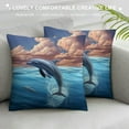 thumbnail image 3 of Chilfamy Dolphin Ocean Surrealistic Pillow Covers for Couch Sofa Indoor Outdoor 1PC 18x18in, 3 of 5