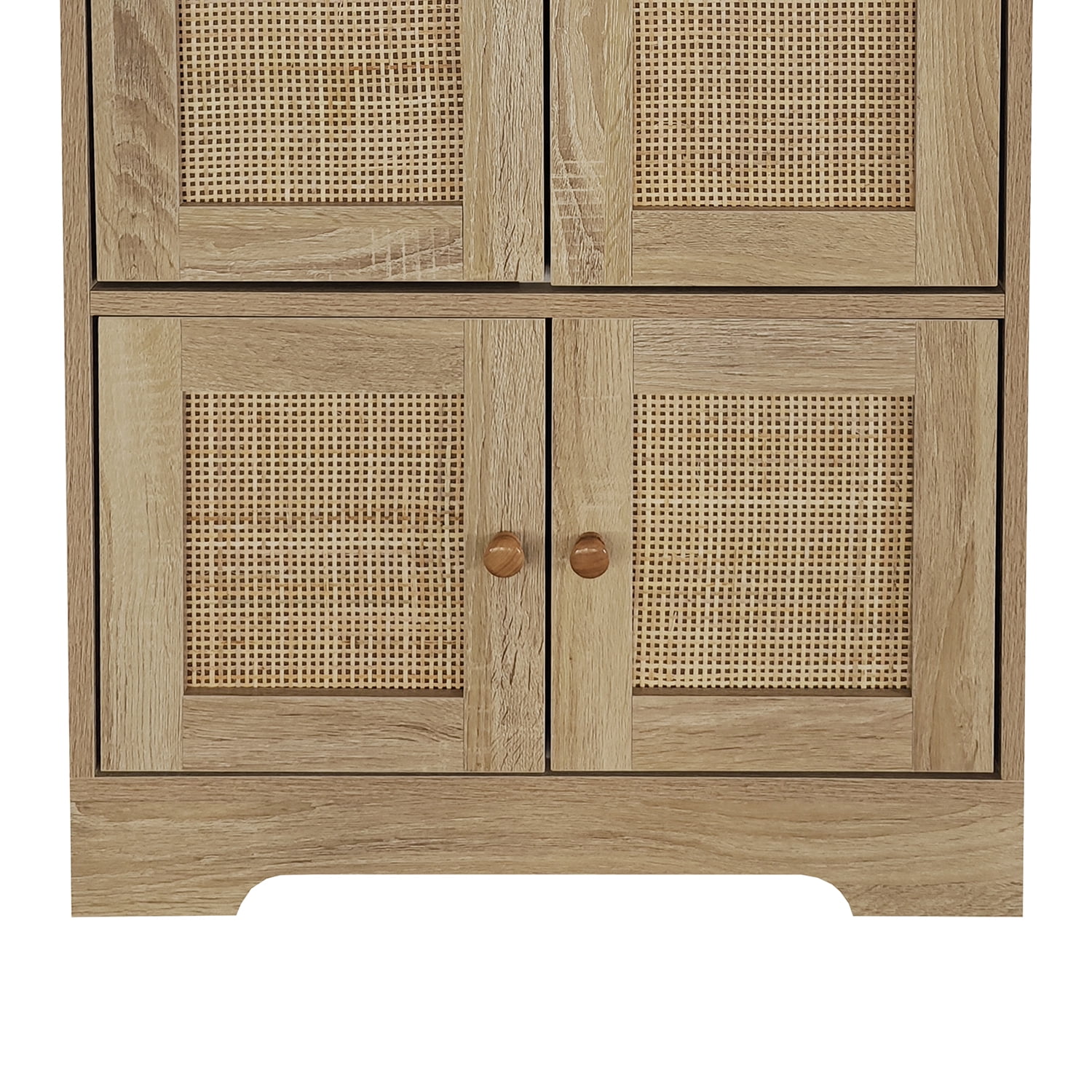 Kadyn 4-Door Rattan Decorative Storage Cabinet, Kitchen Pantry Cabinet with Doors, 47.5" Tall Storage Cabinet for Bedroom, Natural