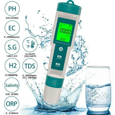 PH Meter 8 in 1 Water Quality Tester Pen Meter, Digital PH Pen for TDS/EC/Salinity/Temp/ORP/S. G/PH/H2, Drinking Water Aquariums Hydroponic Cooking Tester Measure, Plants, Aquarium and Pool