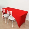 thumbnail image 6 of Balsa Circle 8 Feet Red Fitted Spandex Tablecloth Open Back Rectangle Table Cover Event, 6 of 8