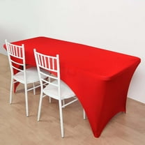 Efavormart 8FT Red Open Back Stretch Spandex Table Cover, Rectangular Fitted Tablecloth