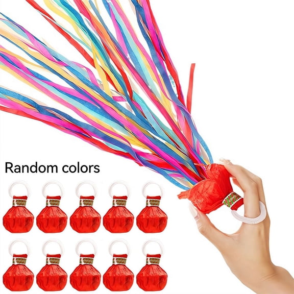 10pcs Hand throw Streamer Poppers Mixedcolor，Party Poppers No Mess Streamers Easy to Clean Ideal for Celebrations Birthday and Festival