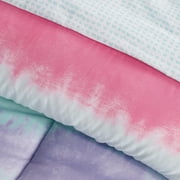 Dream Factory Tie Dye Stripe Twin 5 Piece Comforter Set, Polyester, Microfiber, Pink, Purple, Multi, Child, Unisex