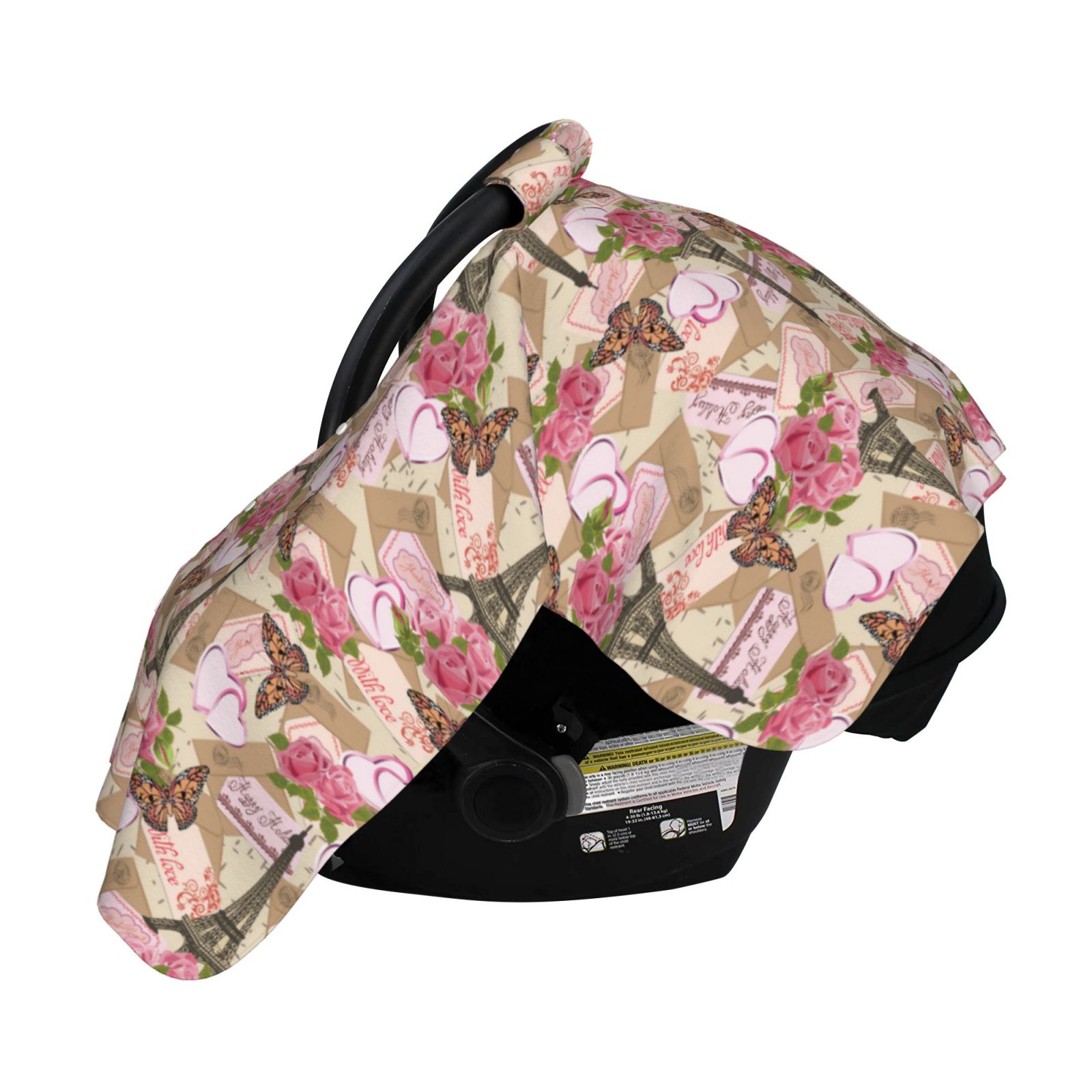 Naloa Rose Flowers Baby Car Seat Cover, Breathable Baby Carrier Cover, Multiuse Baby Carrier Cover & Nursing Breastfeeding Cover