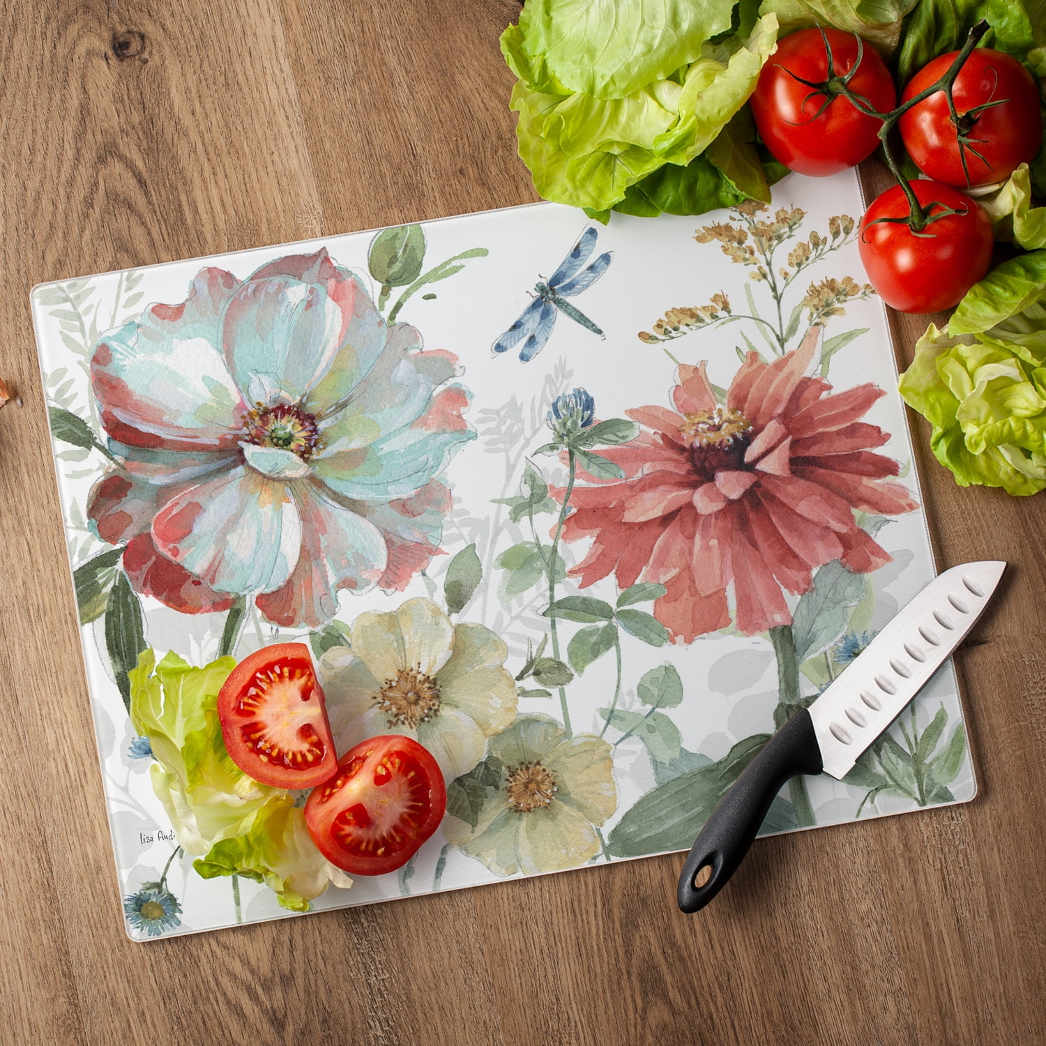 CounterArt Spring Meadow 3mm Tempered Glass Cutting Board 15" x 12"