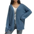 thumbnail image 2 of Amidoa Long Sleeve Womens Sweaters Oversized Blue Button up Knit Solid Open Front Cardigans Women's Cardigans/Sweaters S, 2 of 3