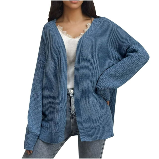 Timegard Cardigan Sweaters for Women Plus Size Open Front Jackets Loose Comfy Puff Long Sleeve Coat