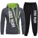 thumbnail image 1 of Chándal de otoño e invierno para hombre, conjunto de 2 piezas con capucha y cremallera informal, ropa deportiva para exteriores y jogging, 1 of 4