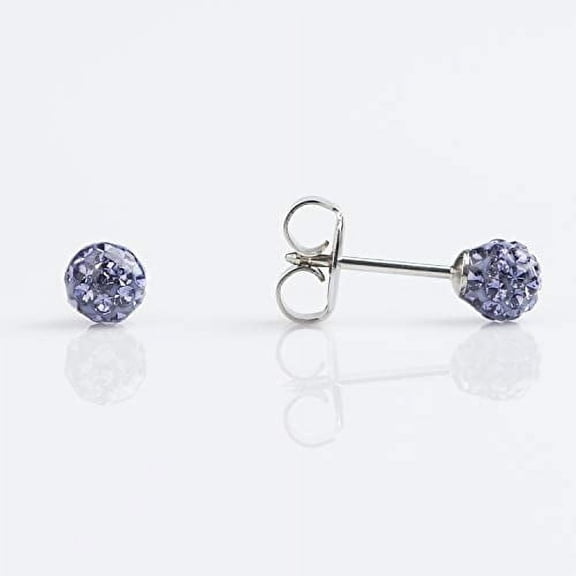 STUDEX Sensitive Tanzanite Fireball Stud Earrings 4.5mm | Hypoallergenic and Nickel Safe for Sensitive Ears | Surgical Stainless Steel Posts | High Fashion Earrings for Women and Men PR-328W-S