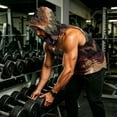 thumbnail image 4 of Digital Camo Sleeveless Hoodie For Men, Muscle Fit Pullover Tank with Kangaroo Pocket - Quick-Dry Workout Vest for Gym & Bodybuilding Brown XXXXL, 4 of 7