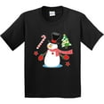 thumbnail image 3 of Inktastic Top Hat Snowman with Christmas Tree and Candy Cane Youth T-Shirt, 3 of 5