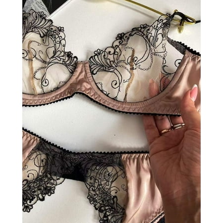 Generic French Sexy Lace Lingerie Women s Ultra-Thin See-through Big Chest Small Sexy Seduction Bra Suit Garter Belt
